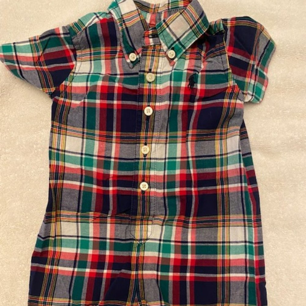 Ralph Lauren Baby Boys Plaid One Piece Romper Size 3 months -
